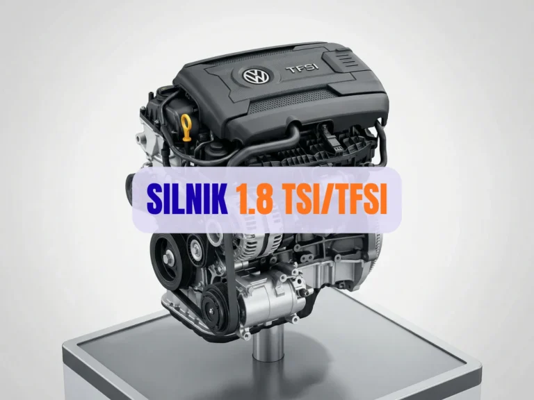 Kompletny silnik 1.8 TFSI EA888 na stanowisku montażowym.